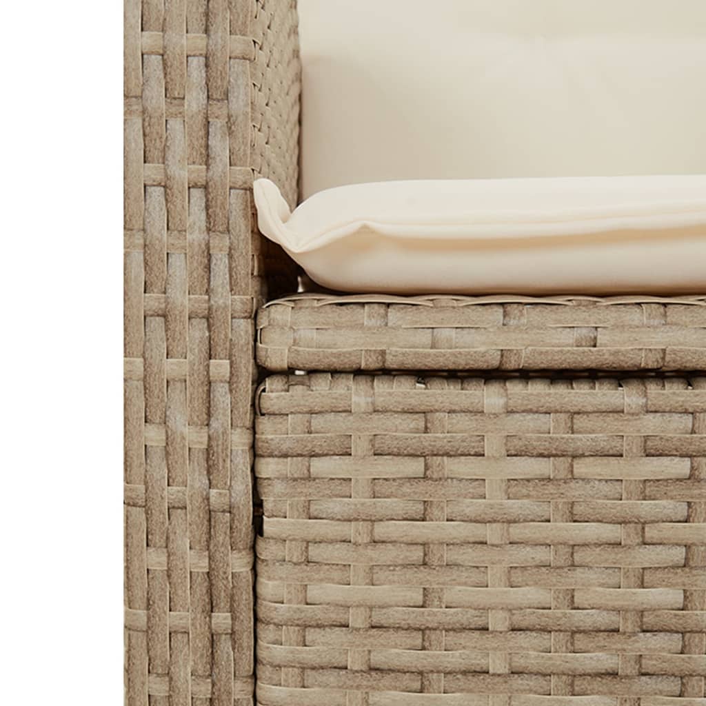 Tuinbankje verstelbaar met kussens poly rattan beige Tuinbanken | Creëer jouw Trendy Thuis | Gratis bezorgd & Retour | Trendy.nl