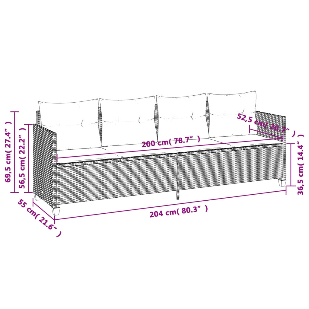 Ligbed met kussens poly rattan zwart Ligstoelen | Creëer jouw Trendy Thuis | Gratis bezorgd & Retour | Trendy.nl