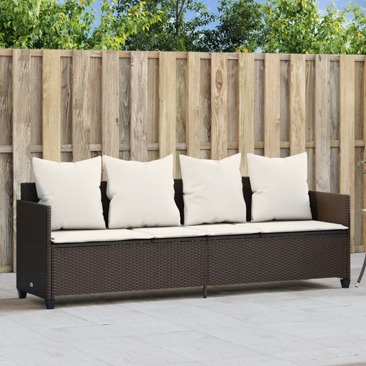 Ligbed met kussens poly rattan bruin Ligstoelen | Creëer jouw Trendy Thuis | Gratis bezorgd & Retour | Trendy.nl