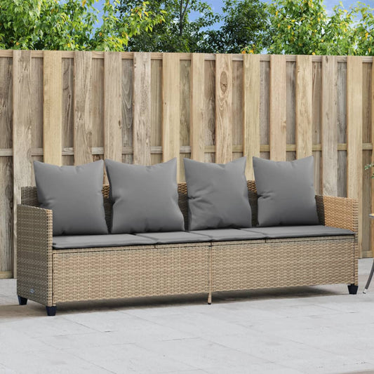 Ligbed met kussens poly rattan beige Ligstoelen | Creëer jouw Trendy Thuis | Gratis bezorgd & Retour | Trendy.nl