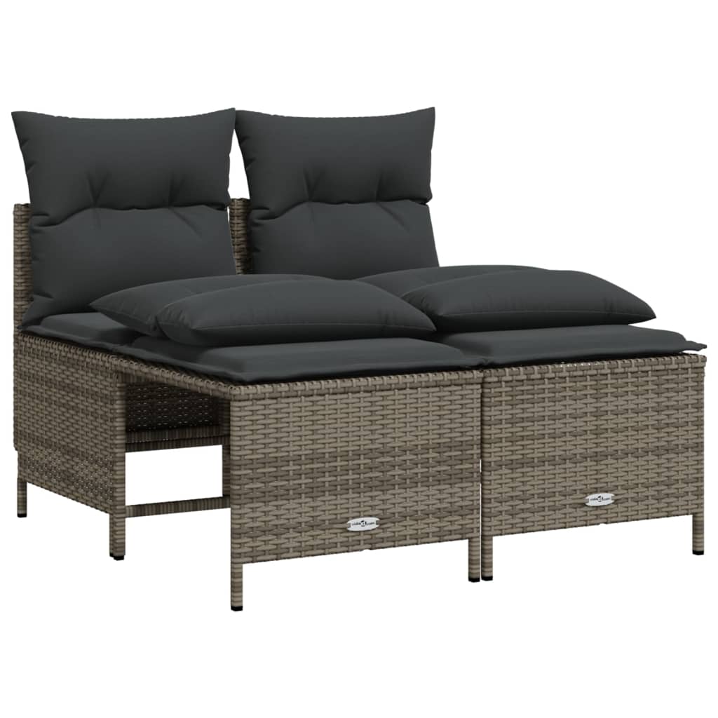 4-delige Loungeset met kussens poly rattan grijs