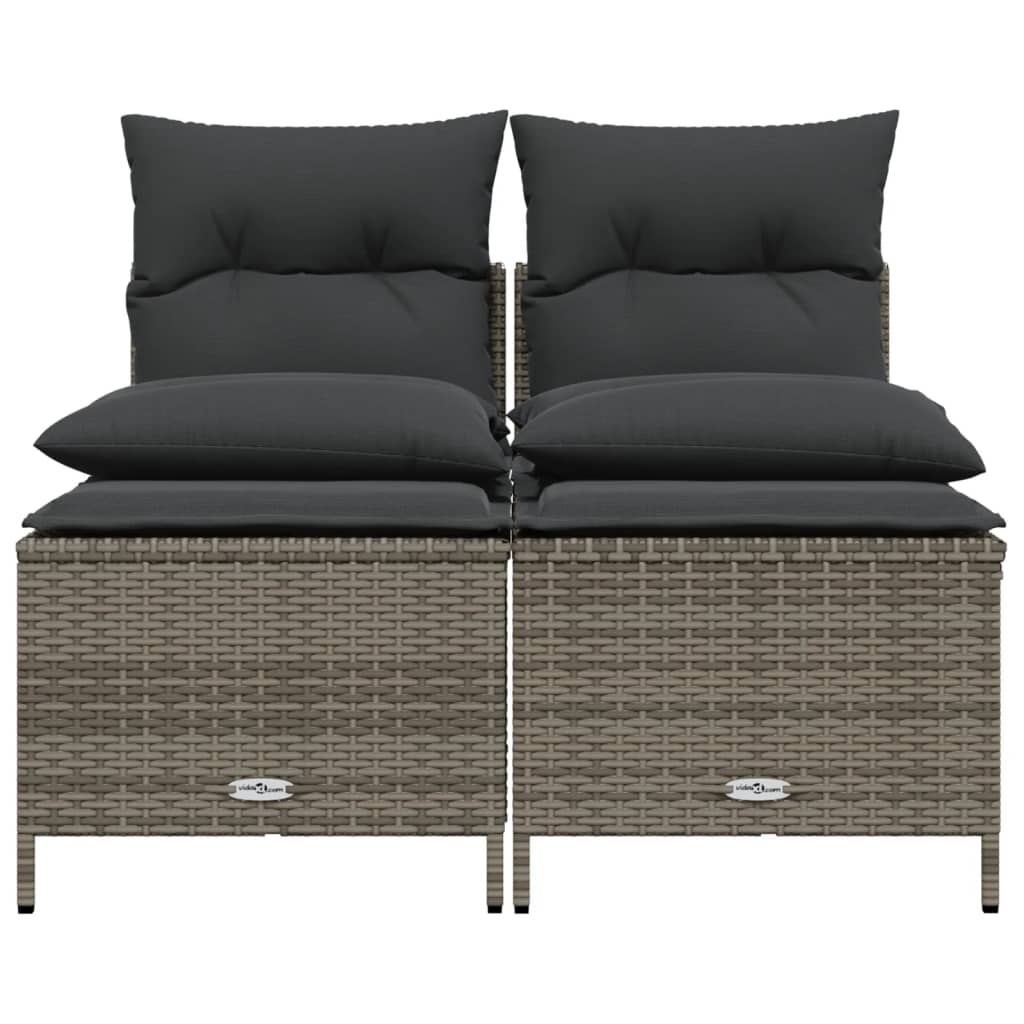 4-delige Loungeset met kussens poly rattan grijs