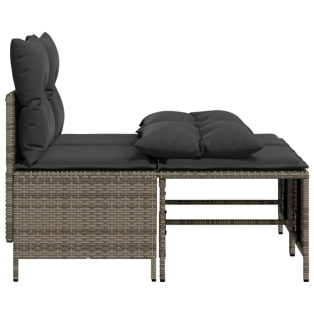 4-delige Loungeset met kussens poly rattan grijs