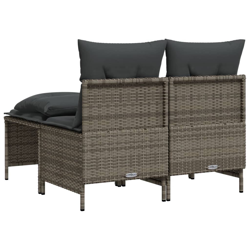 4-delige Loungeset met kussens poly rattan grijs