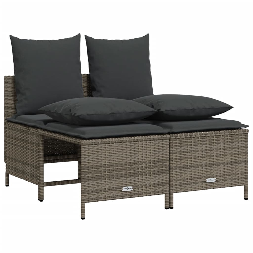 4-delige Loungeset met kussens poly rattan grijs