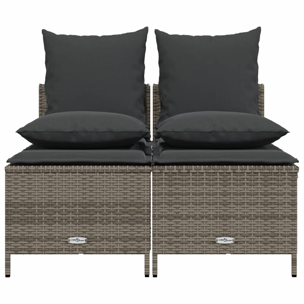 4-delige Loungeset met kussens poly rattan grijs