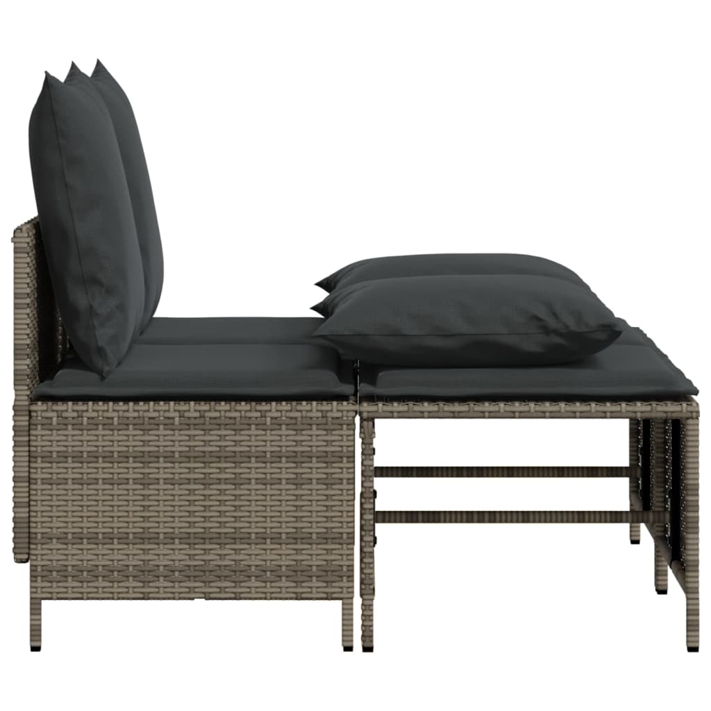 4-delige Loungeset met kussens poly rattan grijs