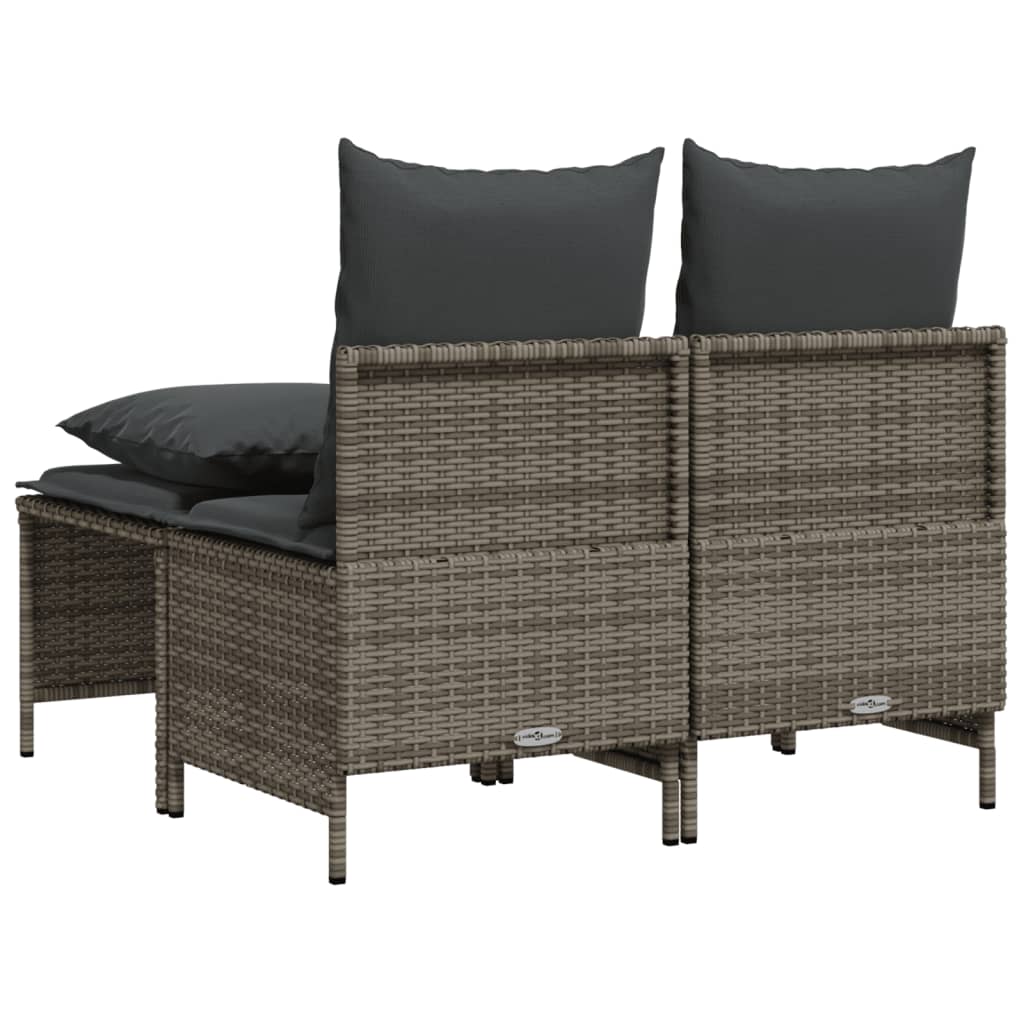 4-delige Loungeset met kussens poly rattan grijs