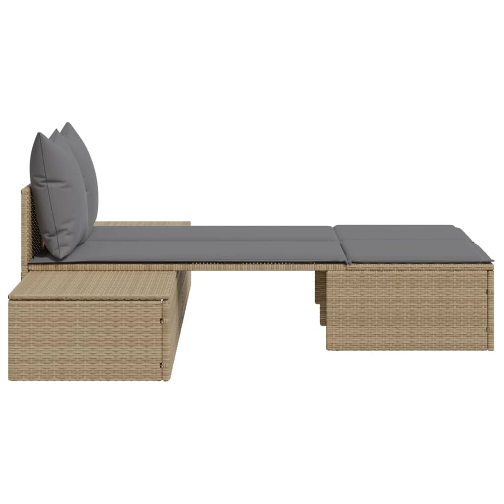 Ligbed 2-persoons met kussens poly rattan beige Ligstoelen | Creëer jouw Trendy Thuis | Gratis bezorgd & Retour | Trendy.nl