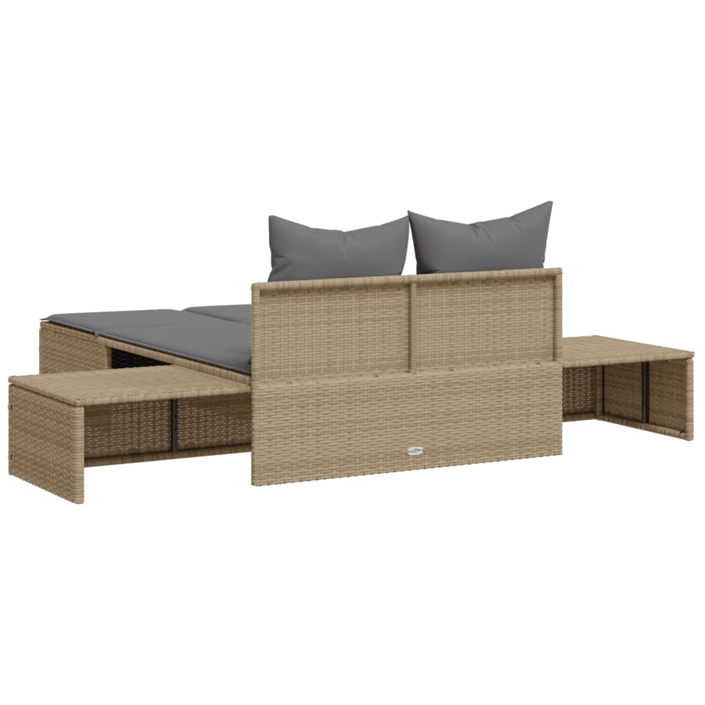 Ligbed 2-persoons met kussens poly rattan beige Ligstoelen | Creëer jouw Trendy Thuis | Gratis bezorgd & Retour | Trendy.nl