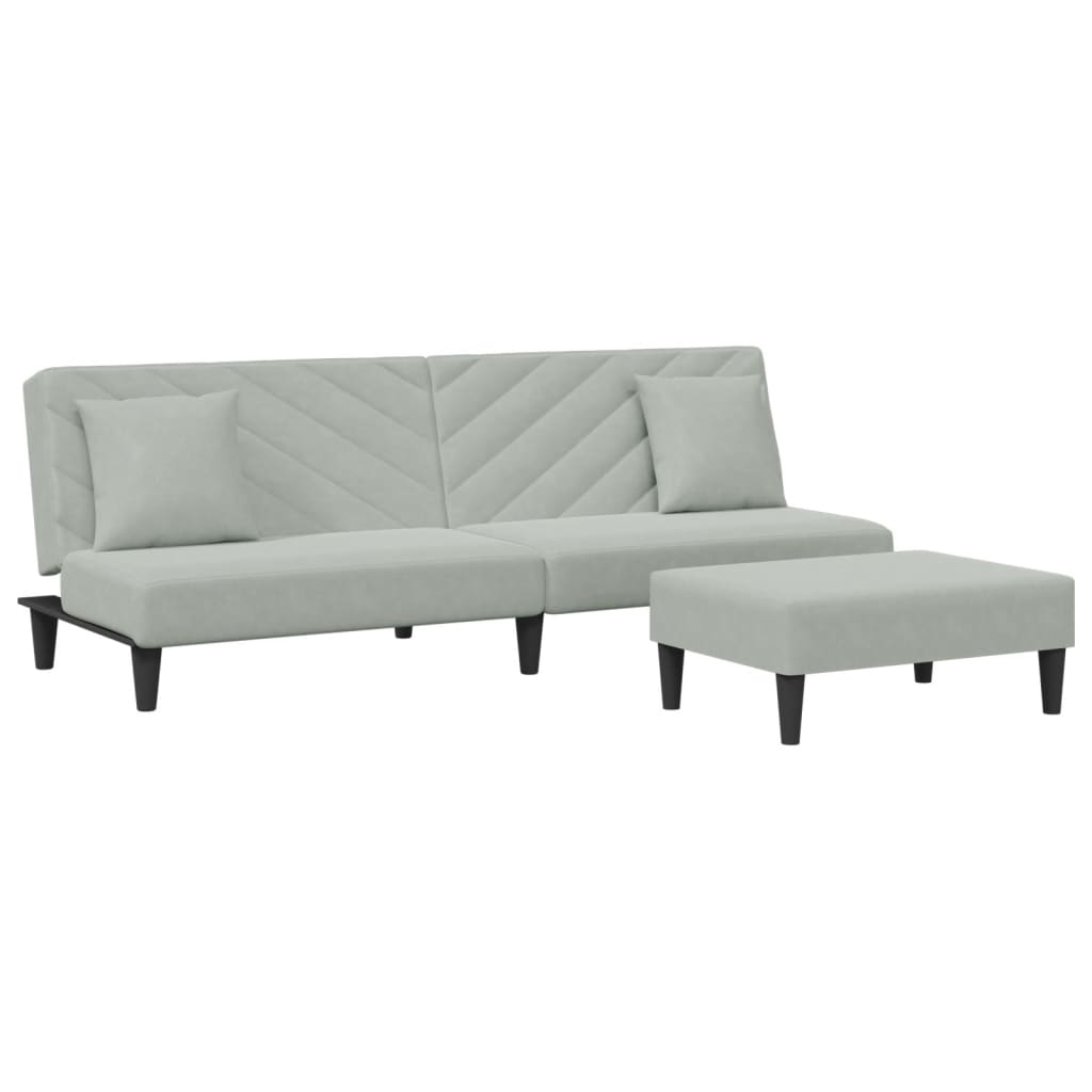 2-delige Loungeset met kussens fluweel lichtgrijs Banken | Creëer jouw Trendy Thuis | Gratis bezorgd & Retour | Trendy.nl