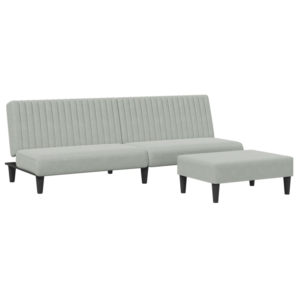 2-delige Loungeset fluweel lichtgrijs Banken | Creëer jouw Trendy Thuis | Gratis bezorgd & Retour | Trendy.nl