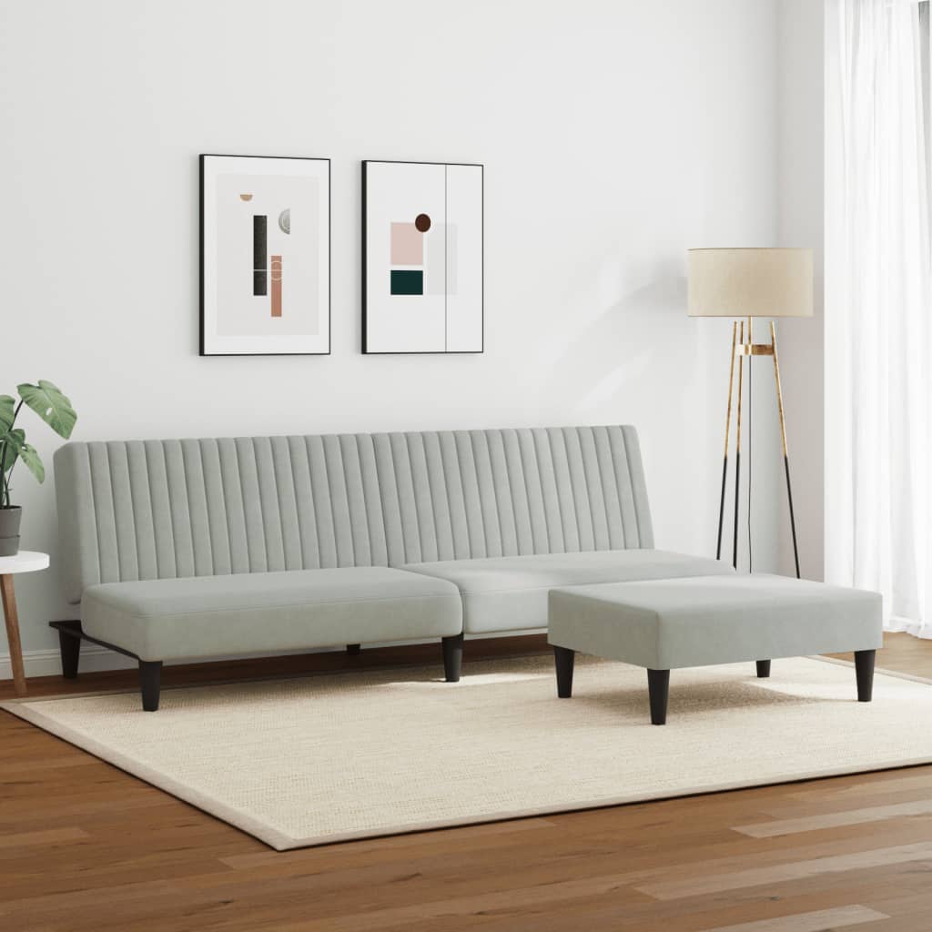 2-delige Loungeset fluweel lichtgrijs Banken | Creëer jouw Trendy Thuis | Gratis bezorgd & Retour | Trendy.nl