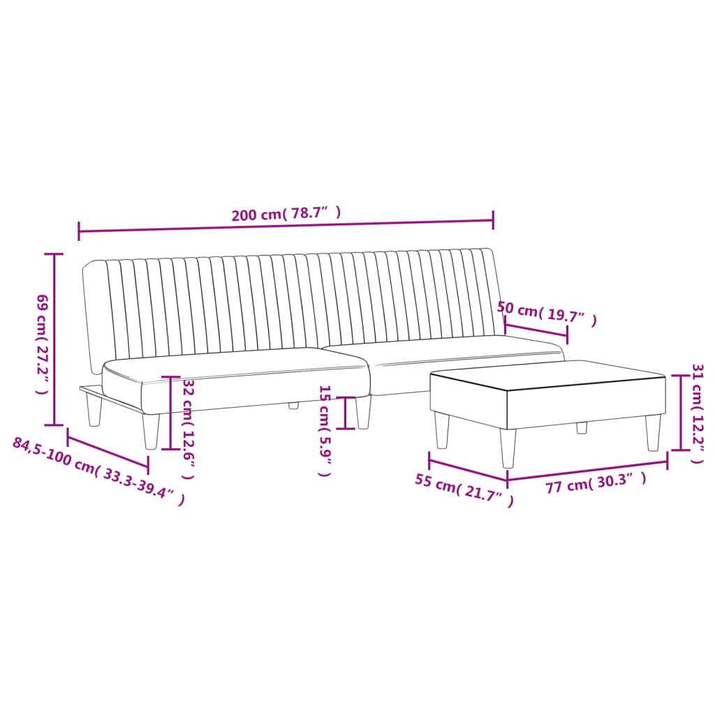 2-delige Loungeset fluweel lichtgrijs Banken | Creëer jouw Trendy Thuis | Gratis bezorgd & Retour | Trendy.nl