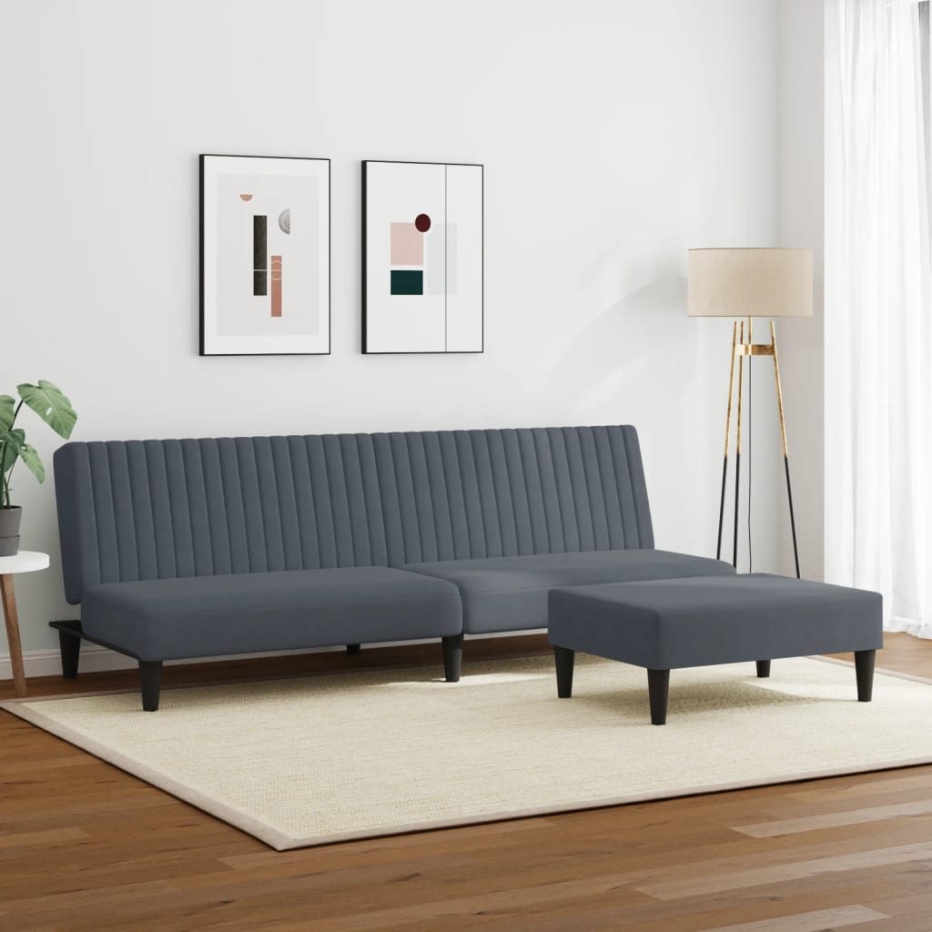 2-delige Loungeset fluweel donkergrijs Banken | Creëer jouw Trendy Thuis | Gratis bezorgd & Retour | Trendy.nl