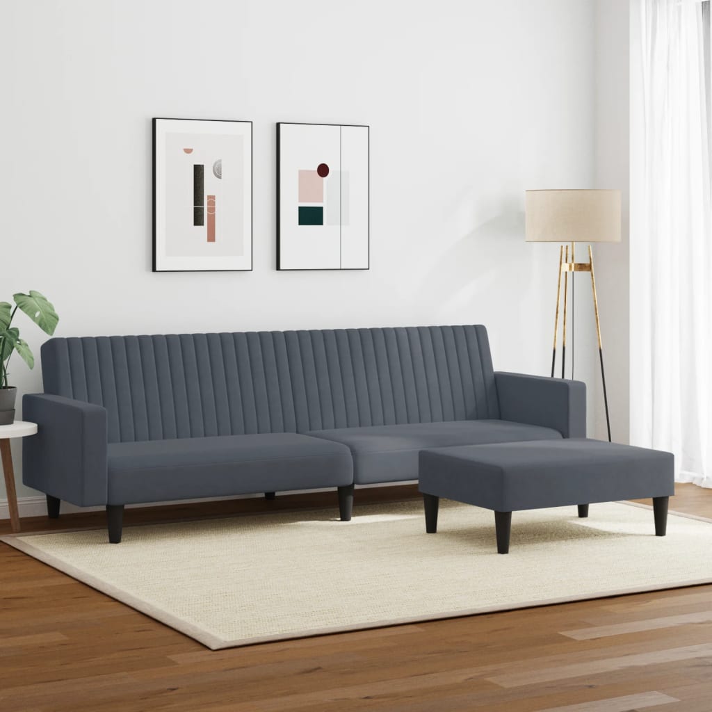 2-delige Loungeset fluweel donkergrijs Banken | Creëer jouw Trendy Thuis | Gratis bezorgd & Retour | Trendy.nl