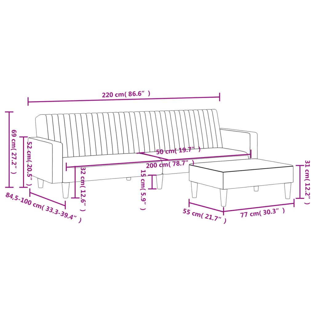 2-delige Loungeset fluweel donkergrijs Banken | Creëer jouw Trendy Thuis | Gratis bezorgd & Retour | Trendy.nl