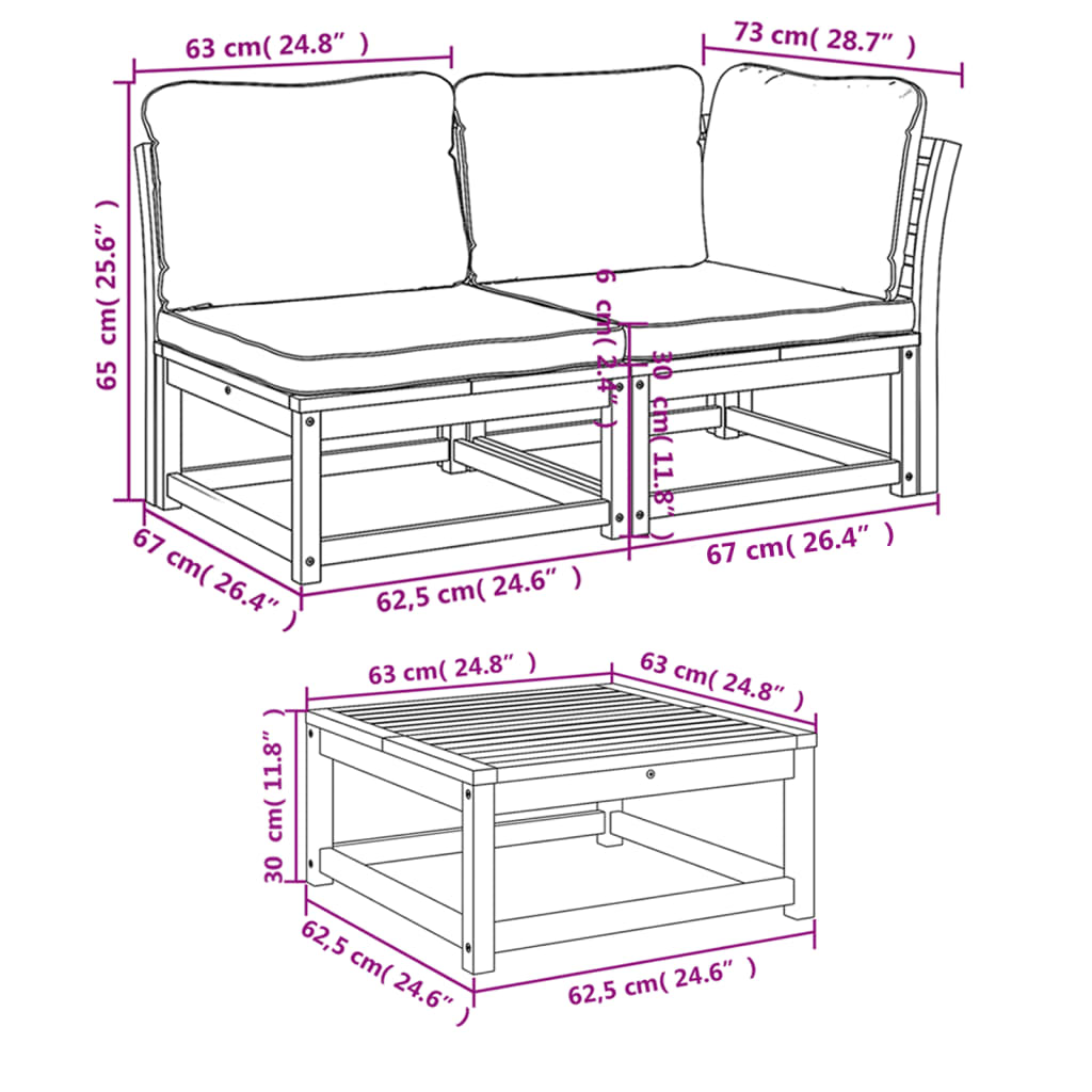 9-delige Loungeset met kussens massief acaciahout Modulaire tuinbanken | Creëer jouw Trendy Thuis | Gratis bezorgd & Retour | Trendy.nl