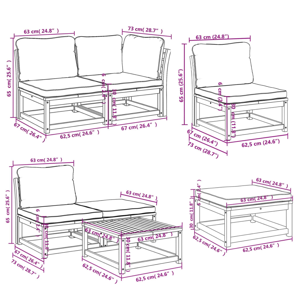 11-delige Loungeset met kussens massief acaciahout Modulaire tuinbanken | Creëer jouw Trendy Thuis | Gratis bezorgd & Retour | Trendy.nl