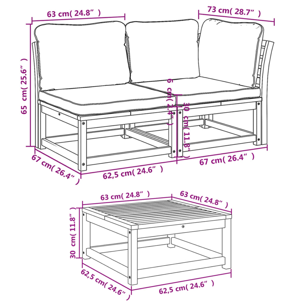 9-delige Loungeset met kussens massief acaciahout Modulaire tuinbanken | Creëer jouw Trendy Thuis | Gratis bezorgd & Retour | Trendy.nl