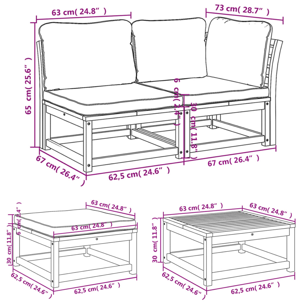 8-delige Loungeset met kussens massief acaciahout Modulaire tuinbanken | Creëer jouw Trendy Thuis | Gratis bezorgd & Retour | Trendy.nl