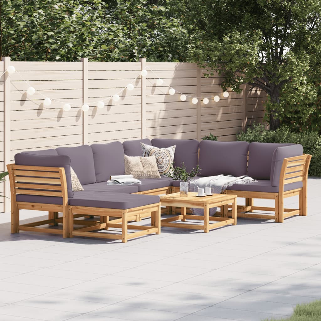 8-delige Loungeset met kussens massief acaciahout Modulaire tuinbanken | Creëer jouw Trendy Thuis | Gratis bezorgd & Retour | Trendy.nl