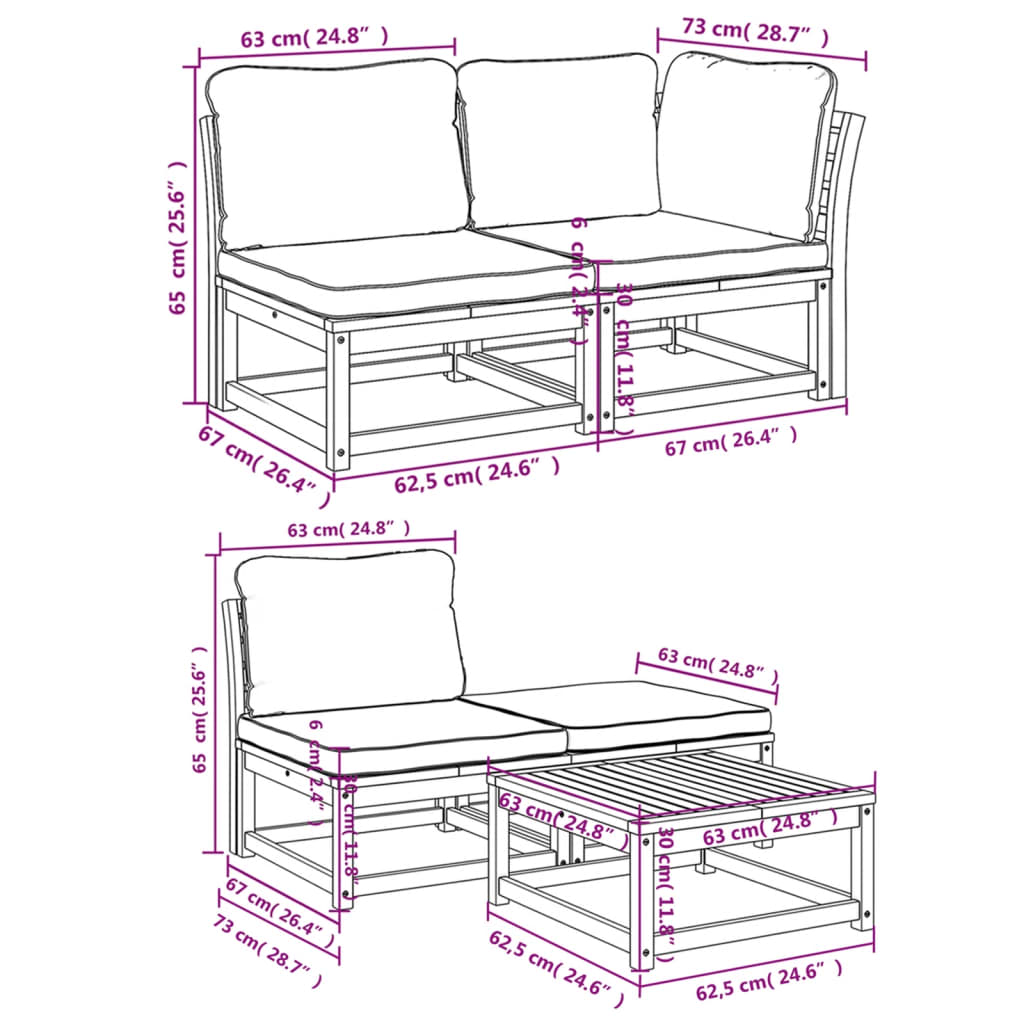 9-delige Loungeset met kussens massief acaciahout Modulaire tuinbanken | Creëer jouw Trendy Thuis | Gratis bezorgd & Retour | Trendy.nl