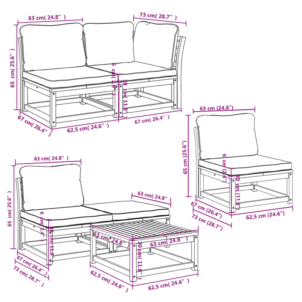 8-delige Loungeset met kussens massief acaciahout Modulaire tuinbanken | Creëer jouw Trendy Thuis | Gratis bezorgd & Retour | Trendy.nl