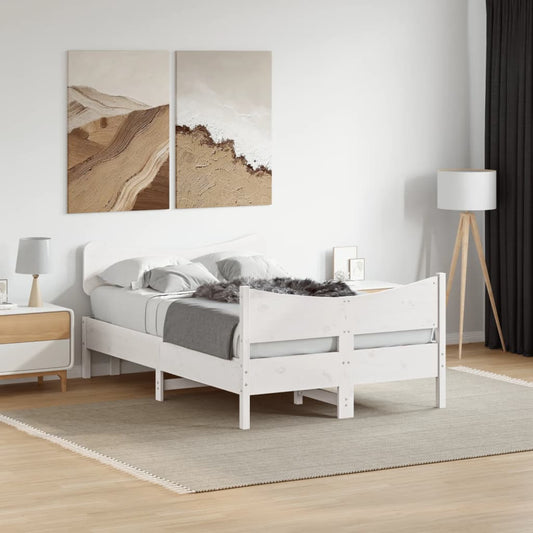 Bedframe zonder matras massief grenenhout wit 120x190 cm