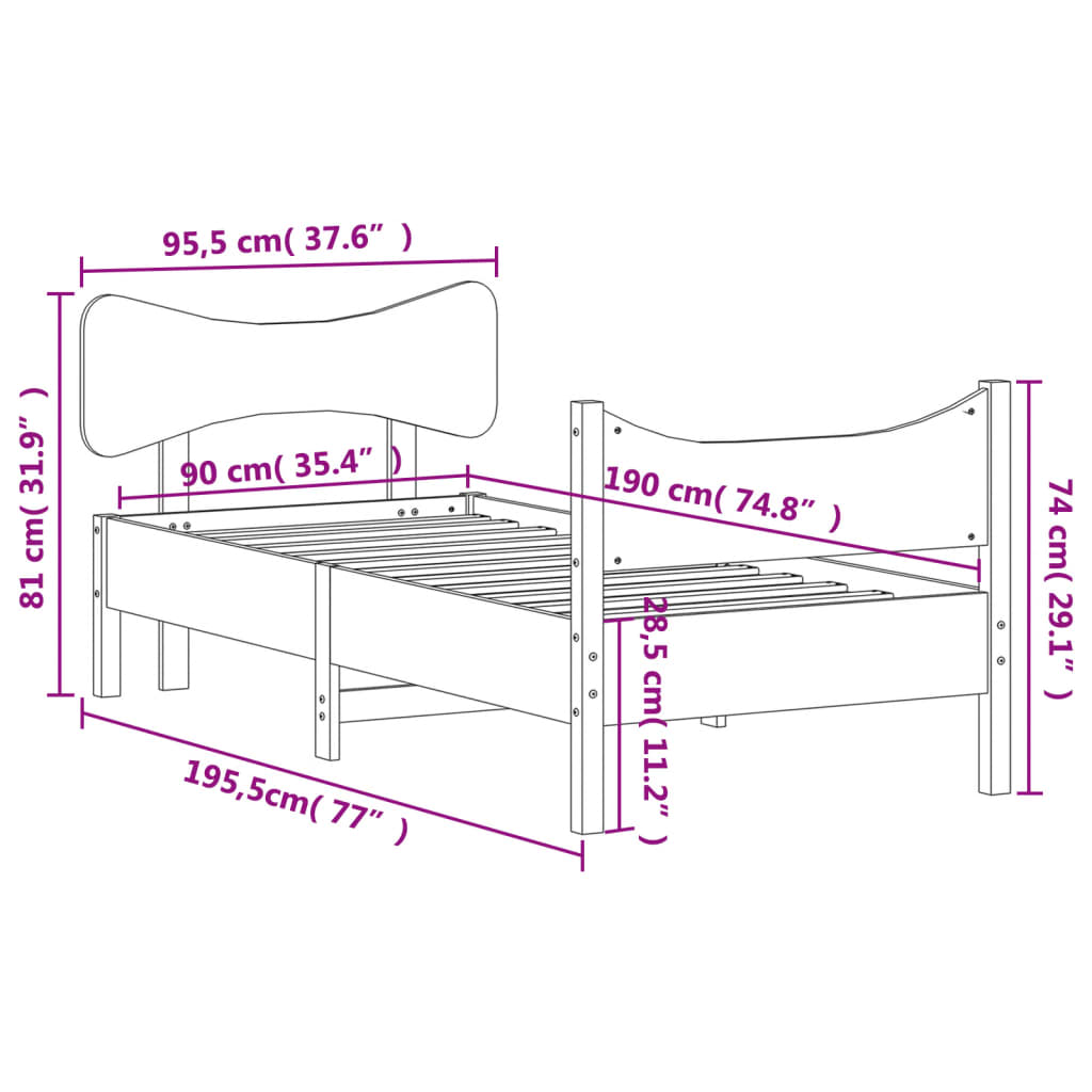 Bedframe zonder matras massief grenenhout 90x190 cm Bedden & bedframes | Creëer jouw Trendy Thuis | Gratis bezorgd & Retour | Trendy.nl