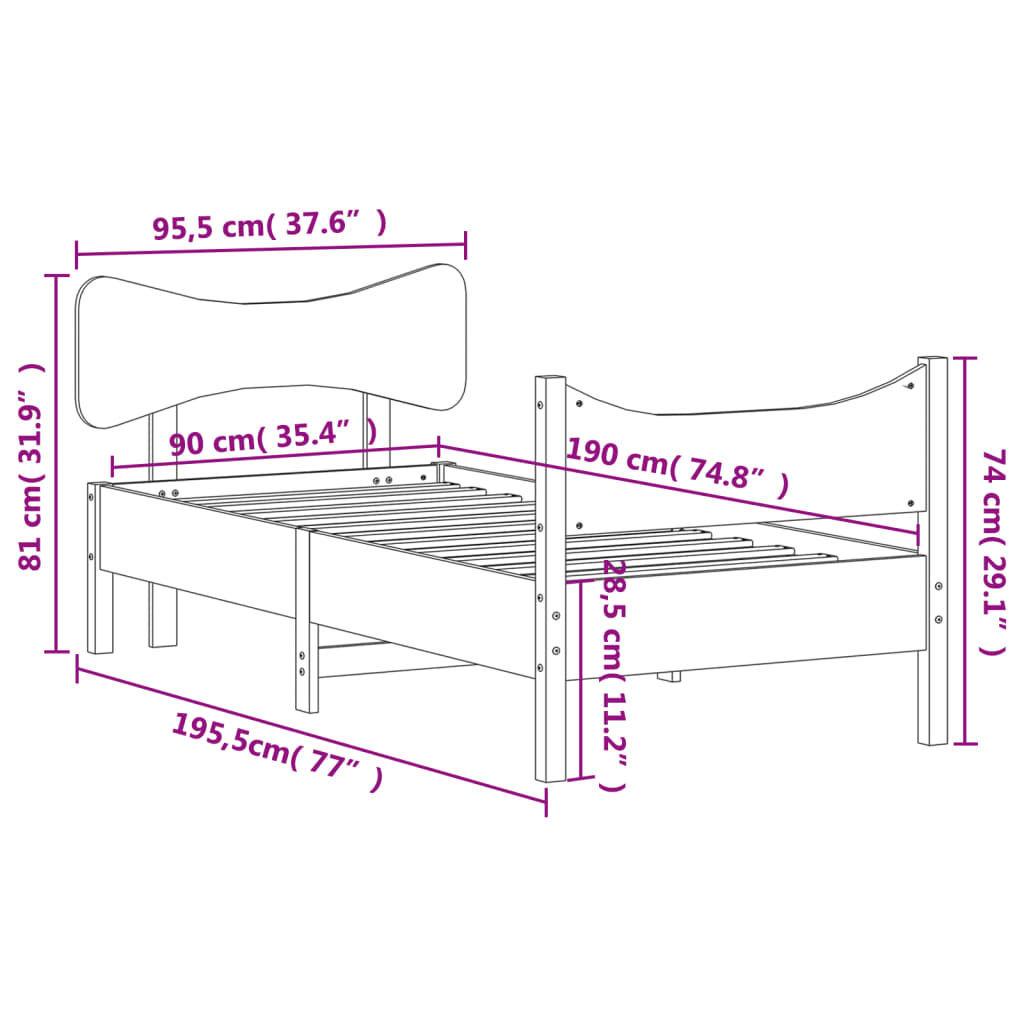 Bedframe zonder matras massief grenenhout wit 90x190 cm Bedden & bedframes | Creëer jouw Trendy Thuis | Gratis bezorgd & Retour | Trendy.nl