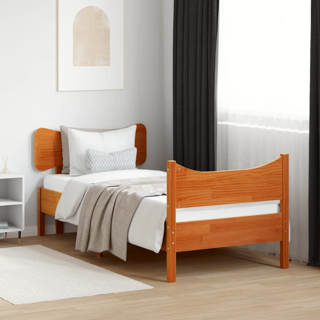 Bedframe zonder matras massief grenenhout wasbruin 90x190 cm Bedden & bedframes | Creëer jouw Trendy Thuis | Gratis bezorgd & Retour | Trendy.nl