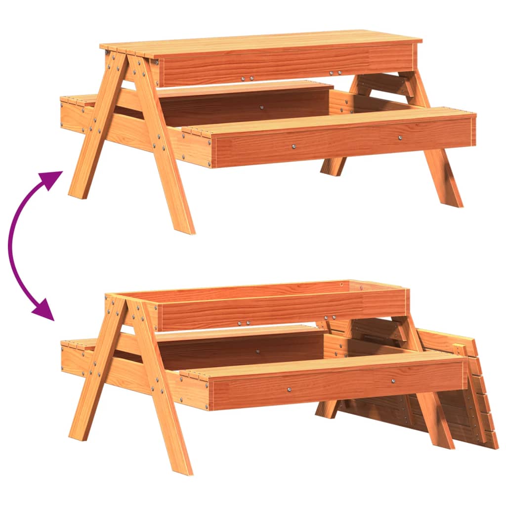 Picknicktafel met zandbak voor kinderen grenenhout wasbruin Tuintafels | Creëer jouw Trendy Thuis | Gratis bezorgd & Retour | Trendy.nl