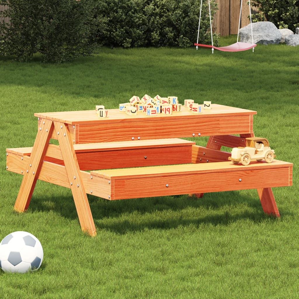 Picknicktafel met zandbak voor kinderen grenenhout wasbruin Tuintafels | Creëer jouw Trendy Thuis | Gratis bezorgd & Retour | Trendy.nl