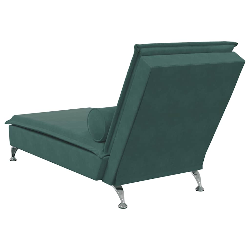 Massage chaise longue met bolster fluweel donkergroen