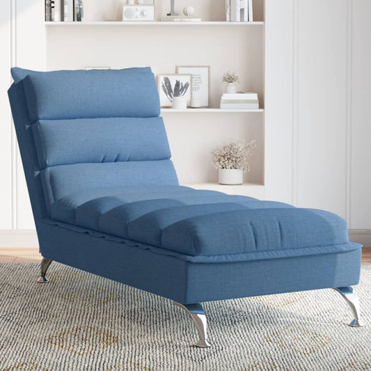 Chaise longue met kussens stof blauw
