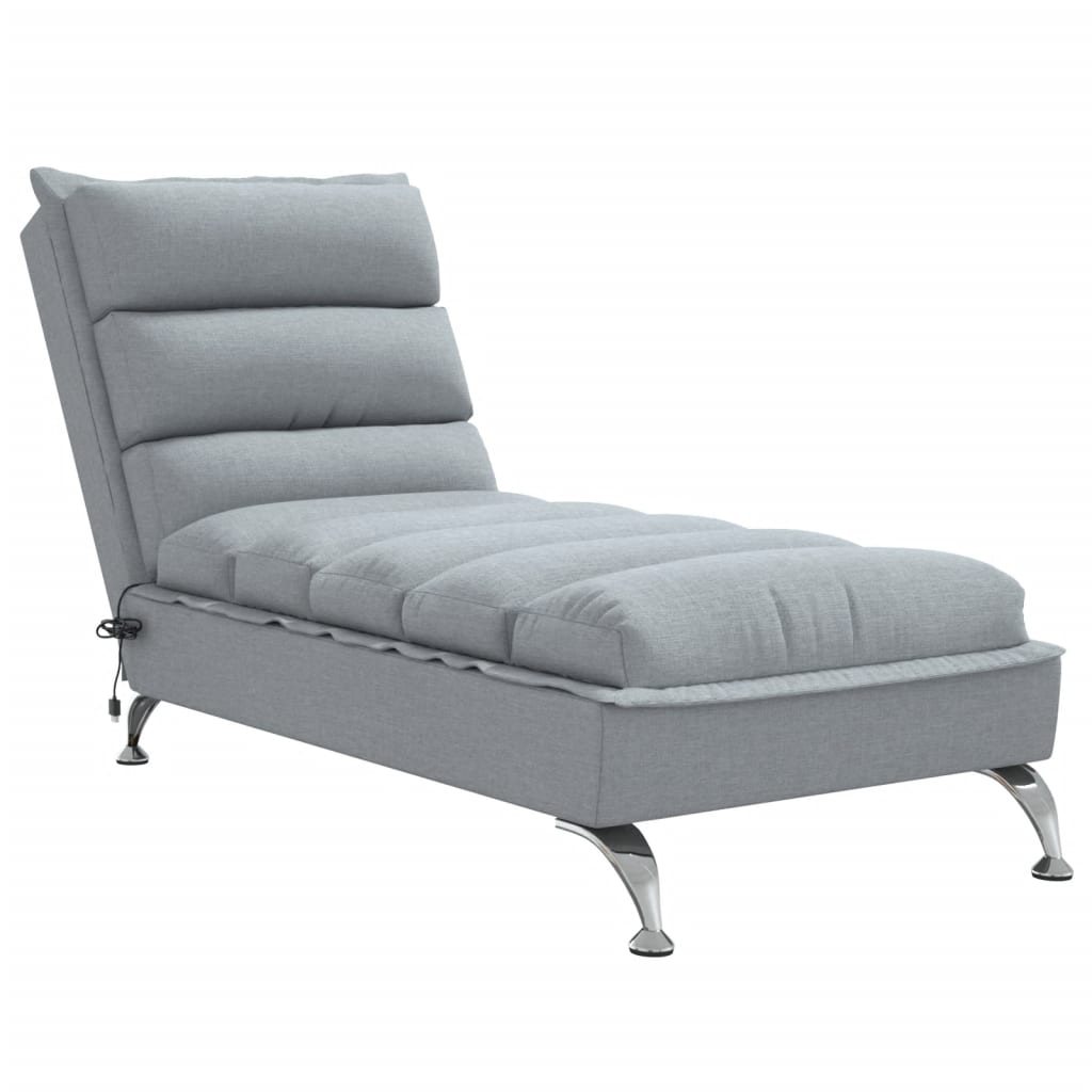 Massage chaise longue met kussens stof lichtgrijs Chaises longues | Creëer jouw Trendy Thuis | Gratis bezorgd & Retour | Trendy.nl