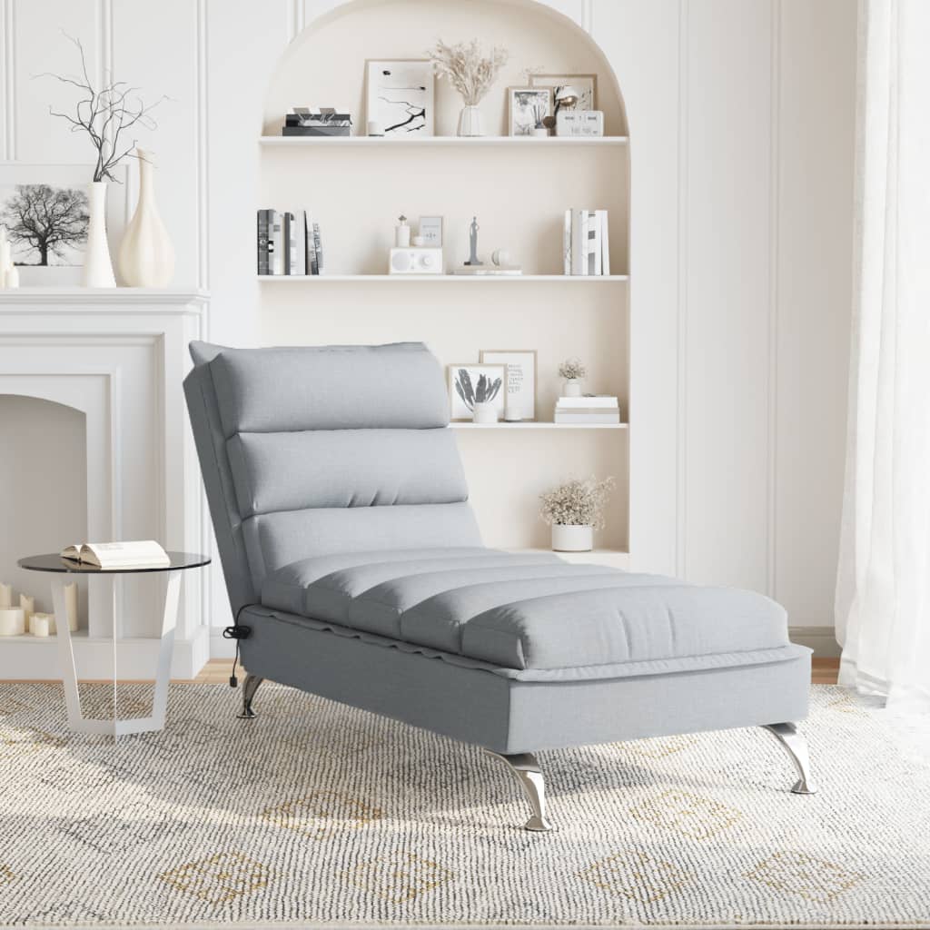 Massage chaise longue met kussens stof lichtgrijs Chaises longues | Creëer jouw Trendy Thuis | Gratis bezorgd & Retour | Trendy.nl