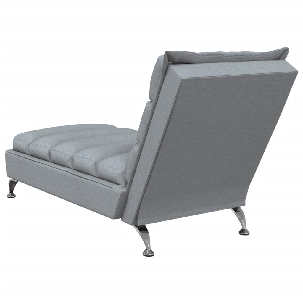 Massage chaise longue met kussens stof lichtgrijs Chaises longues | Creëer jouw Trendy Thuis | Gratis bezorgd & Retour | Trendy.nl