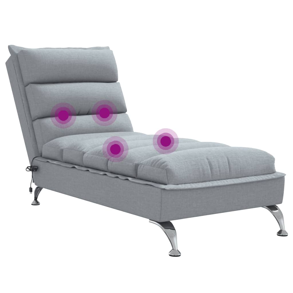 Massage chaise longue met kussens stof lichtgrijs Chaises longues | Creëer jouw Trendy Thuis | Gratis bezorgd & Retour | Trendy.nl