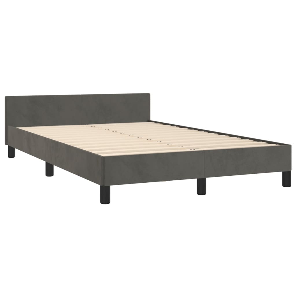 Bedframe met hoofdbord fluweel donkergrijs 120x190 cm Bedden & bedframes | Creëer jouw Trendy Thuis | Gratis bezorgd & Retour | Trendy.nl