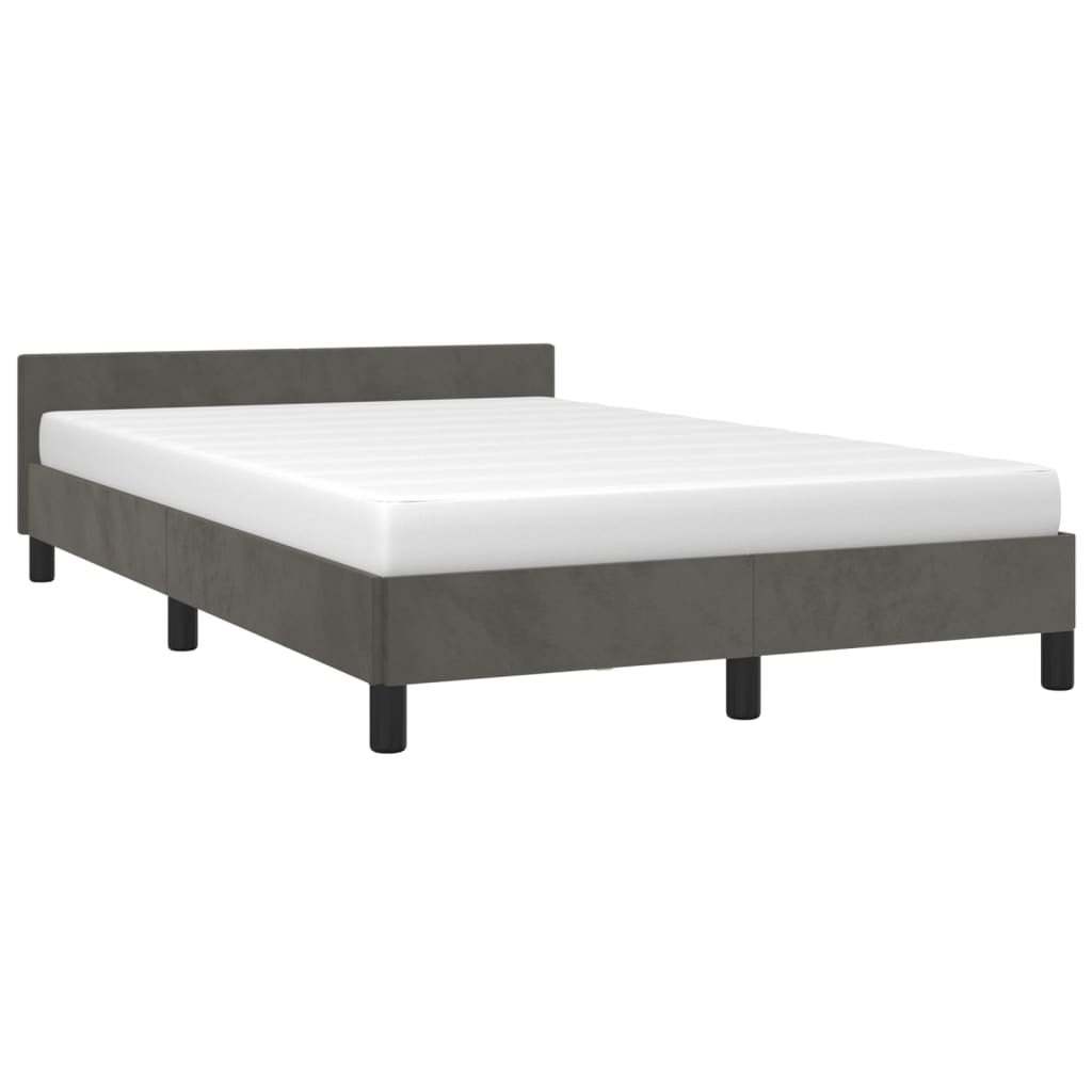 Bedframe met hoofdbord fluweel donkergrijs 120x190 cm Bedden & bedframes | Creëer jouw Trendy Thuis | Gratis bezorgd & Retour | Trendy.nl