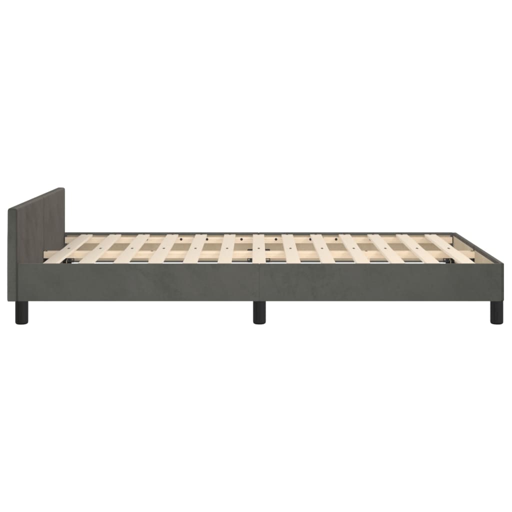 Bedframe met hoofdbord fluweel donkergrijs 120x190 cm Bedden & bedframes | Creëer jouw Trendy Thuis | Gratis bezorgd & Retour | Trendy.nl