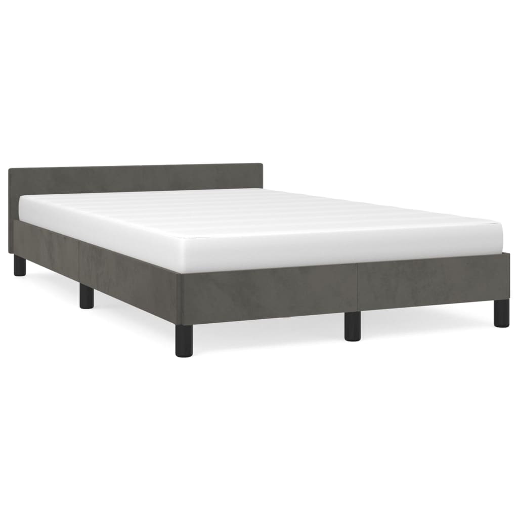 Bedframe met hoofdbord fluweel donkergrijs 120x190 cm Bedden & bedframes | Creëer jouw Trendy Thuis | Gratis bezorgd & Retour | Trendy.nl