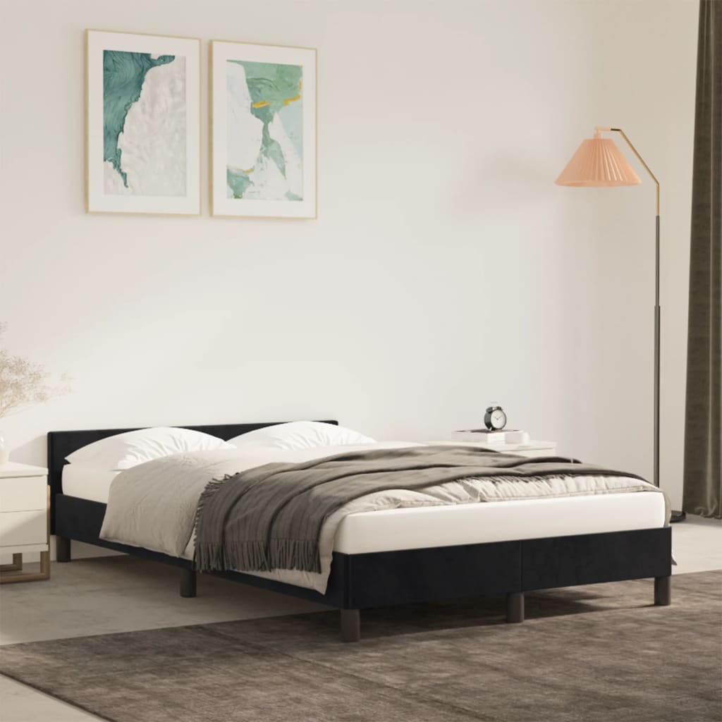 Bedframe met hoofdbord fluweel zwart 120x190 cm Bedden & bedframes | Creëer jouw Trendy Thuis | Gratis bezorgd & Retour | Trendy.nl