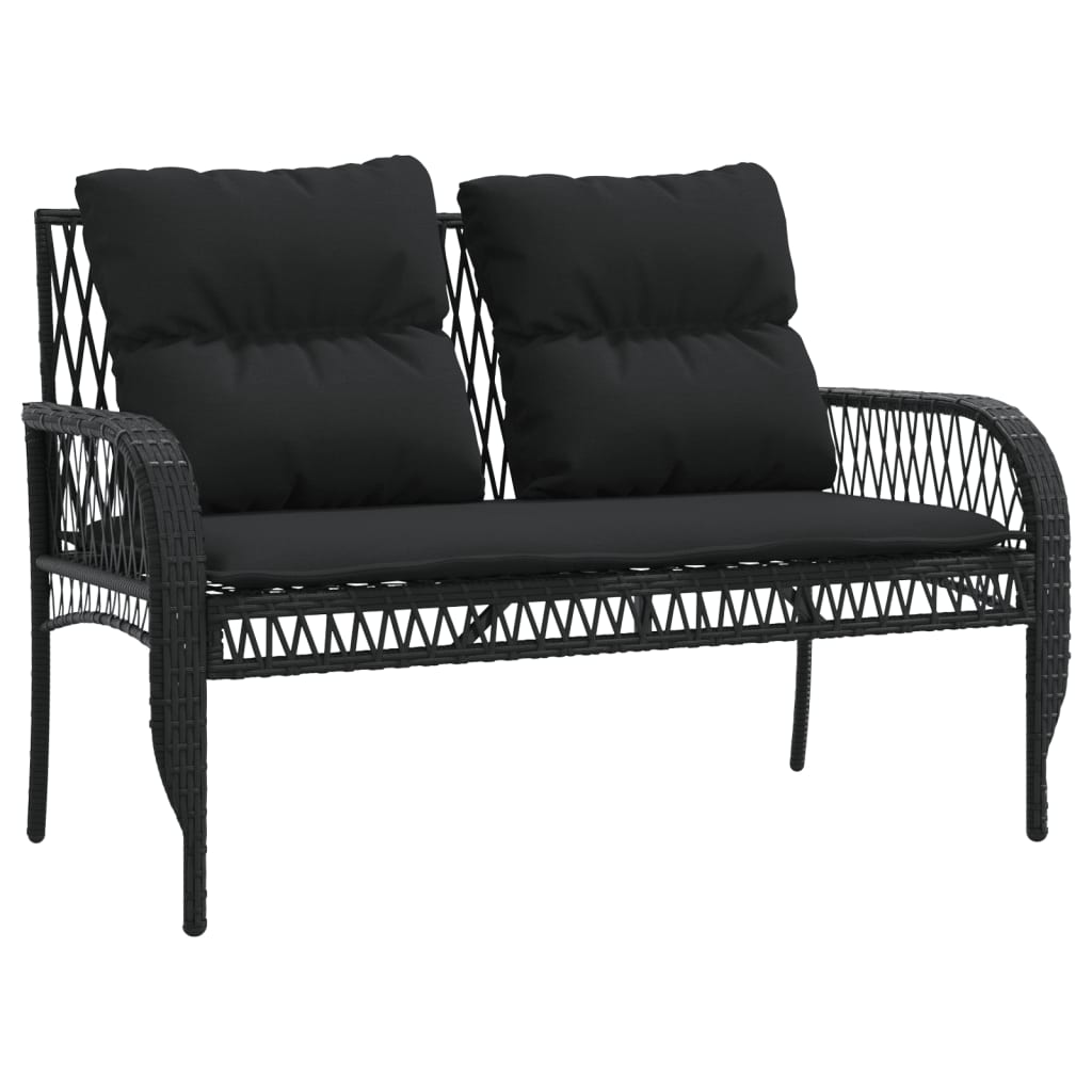 4-delige Loungeset met kussens poly rattan zwart Tuinsets | Creëer jouw Trendy Thuis | Gratis bezorgd & Retour | Trendy.nl