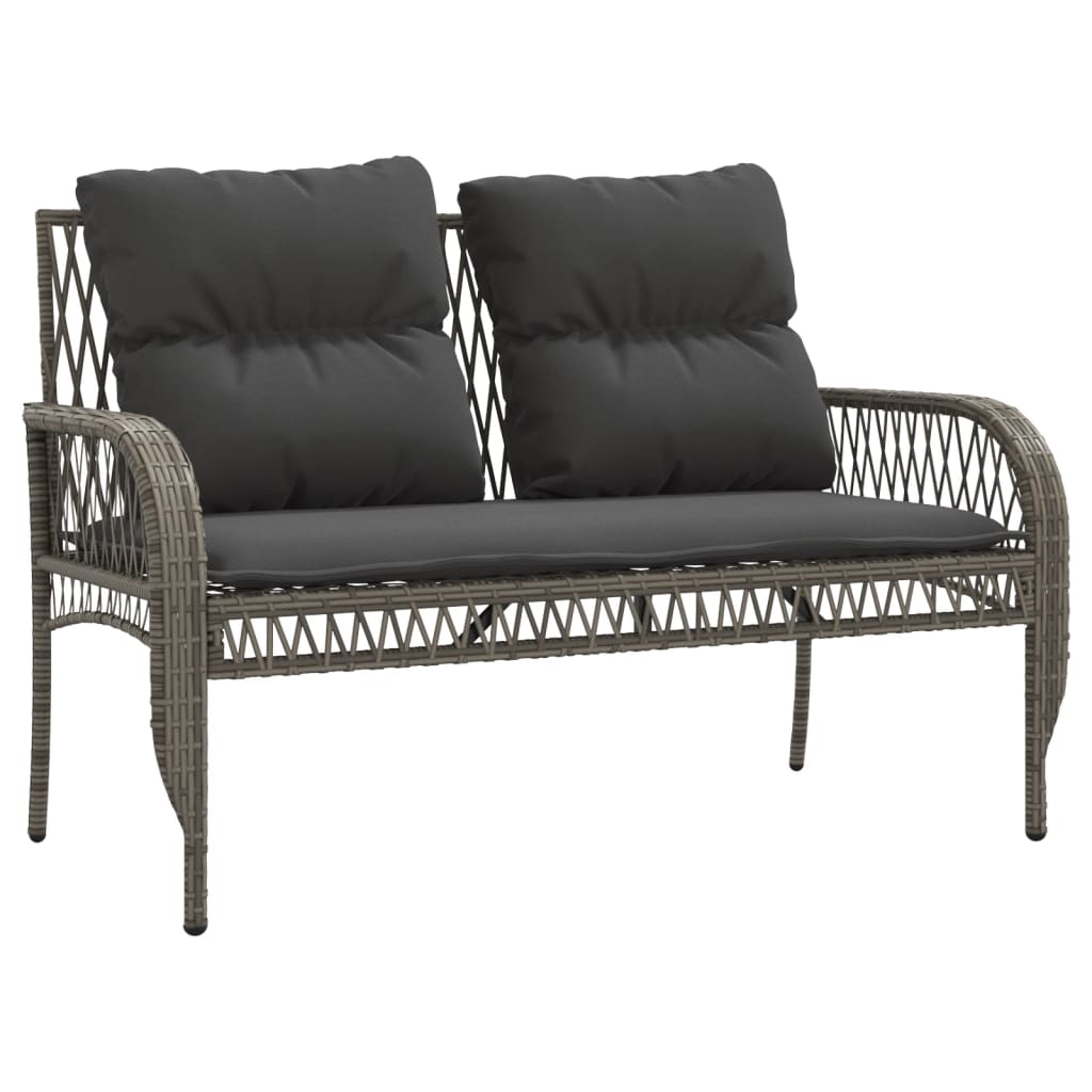 4-delige Loungeset met kussens poly rattan grijs