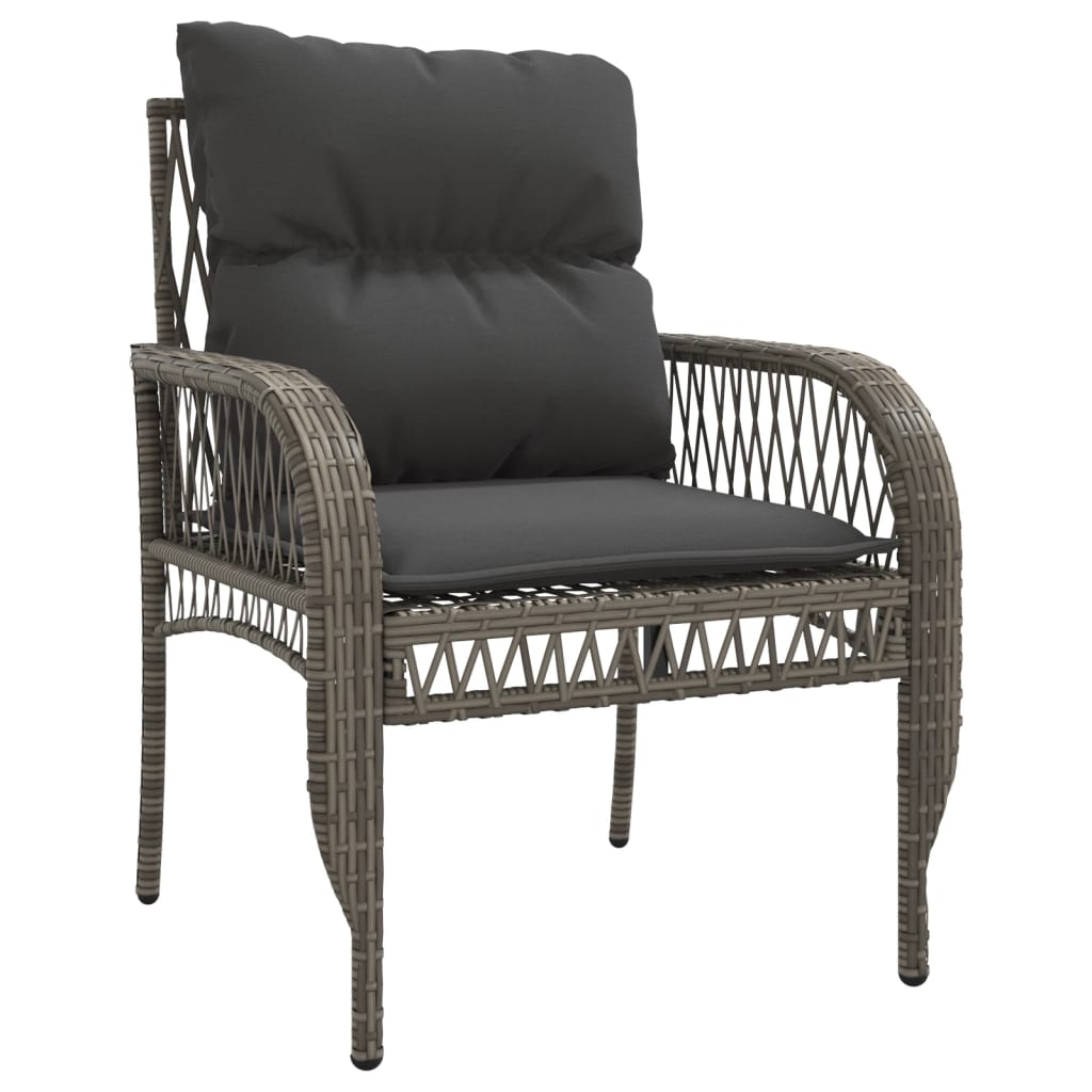 4-delige Loungeset met kussens poly rattan grijs