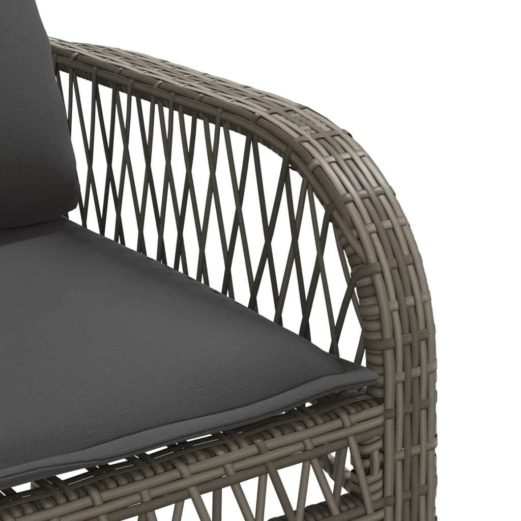 4-delige Loungeset met kussens poly rattan grijs