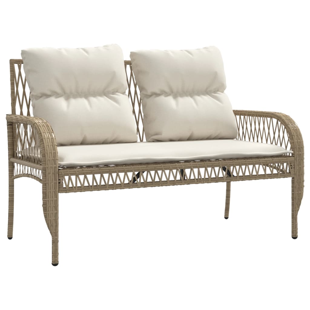 4-delige Loungeset met kussens poly rattan beige